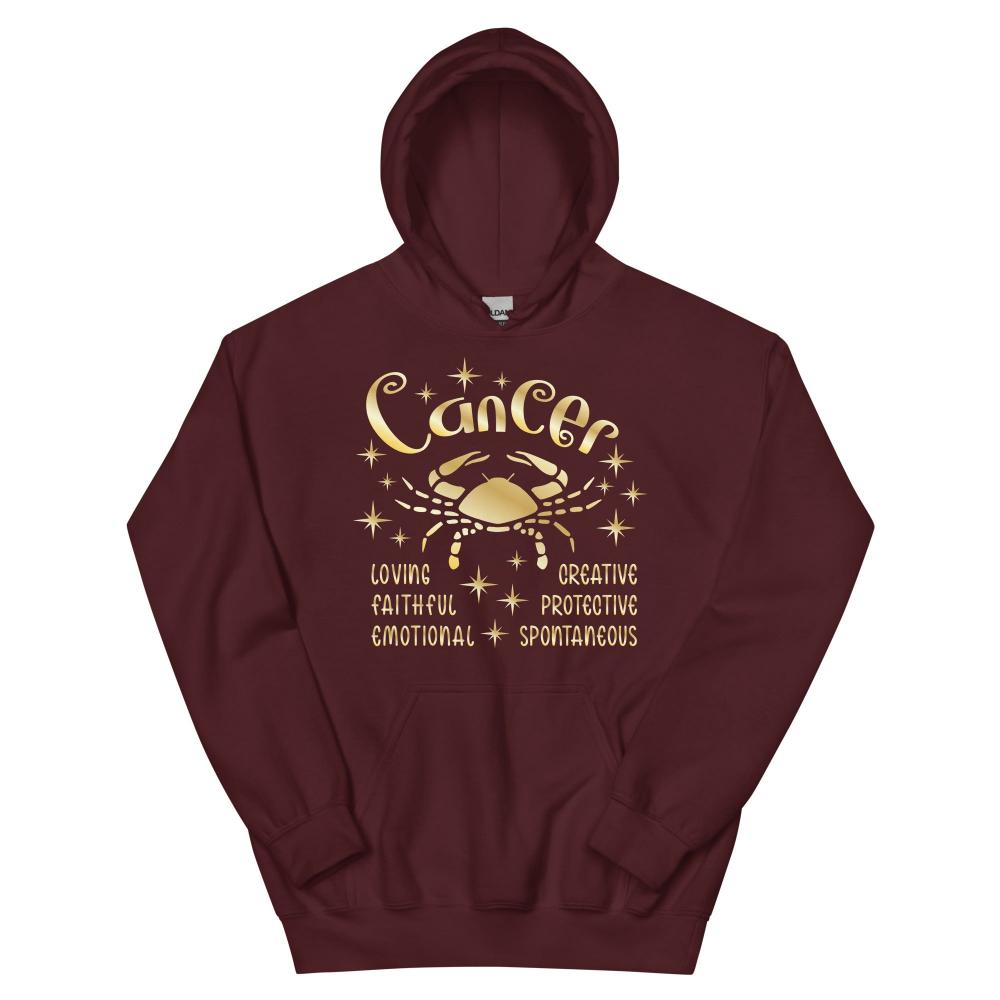 Cancer Zodiac Positive Traits Hoodie - Maroon Color - https://ascensionemporium.net